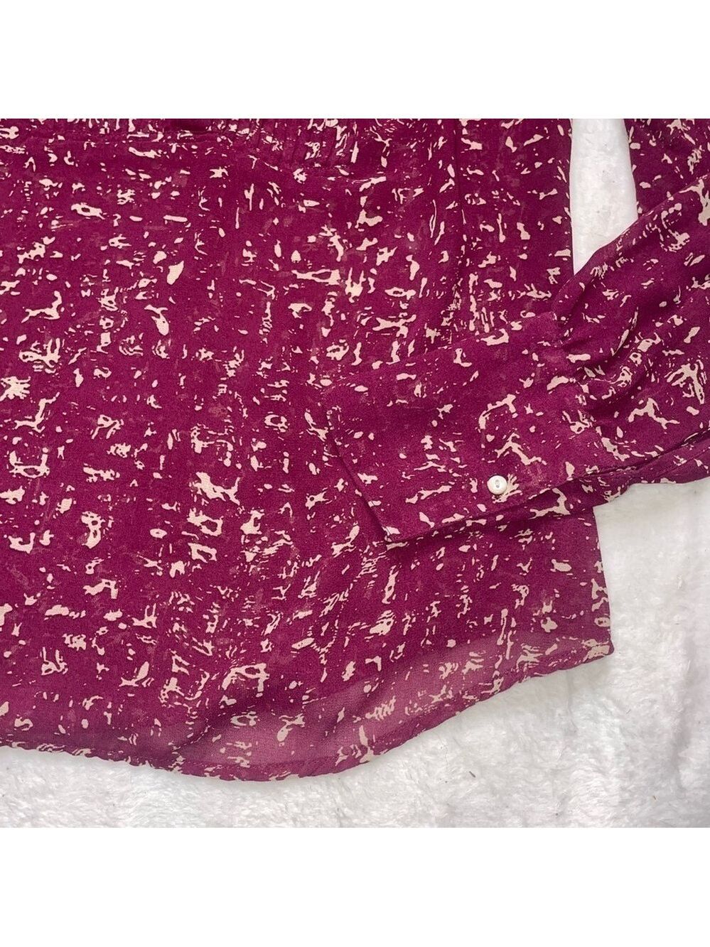 CONVERSE One Star Plum Button Pintuck Blouse M - Picture 3 of 13
